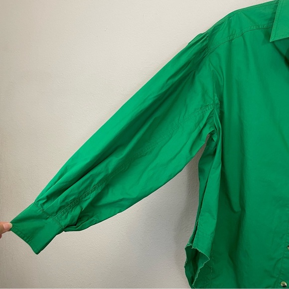 FANTASTIC FAWN Kelly Green Oversized Raw Shirt Size S - Picture 3 of 9